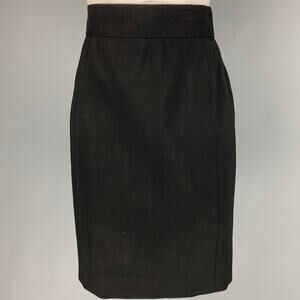 CHANEL Size 8 Black Wool Lycra Below Knee Skirt